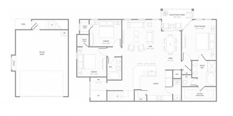 Floor plan for 3 beds, 2 baths, 1579 sqft
